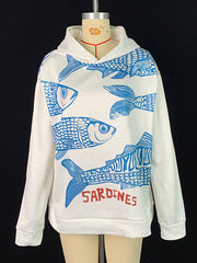 Letter Print Long Sleeves Hooded Hoodies Tops