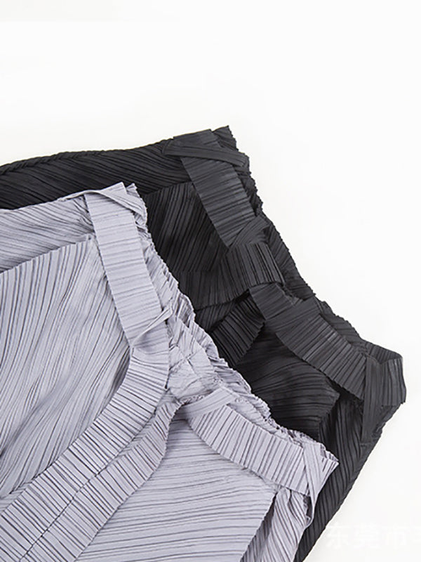 Simple Wide Leg Loose Pleated Solid Color Casual Pants Bottoms
