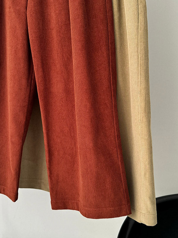Elasticity Pleated Split-Joint High Waisted Loose Trousers Pants
