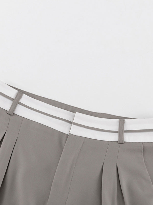 Leisure High Waisted Wide Leg Pleated Pants