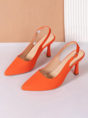 Belt Buckle Pointed-Toe Sling Shoes Slider Sandals Pumps Sandals