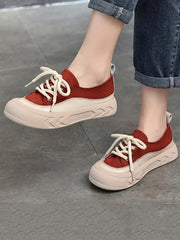 Contrast Color Lace-Up Platform Shoes Casual Shoes