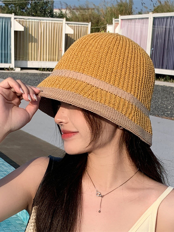 Contrast Color Woven Sun-Protection Hats&Caps Fisherman Hat