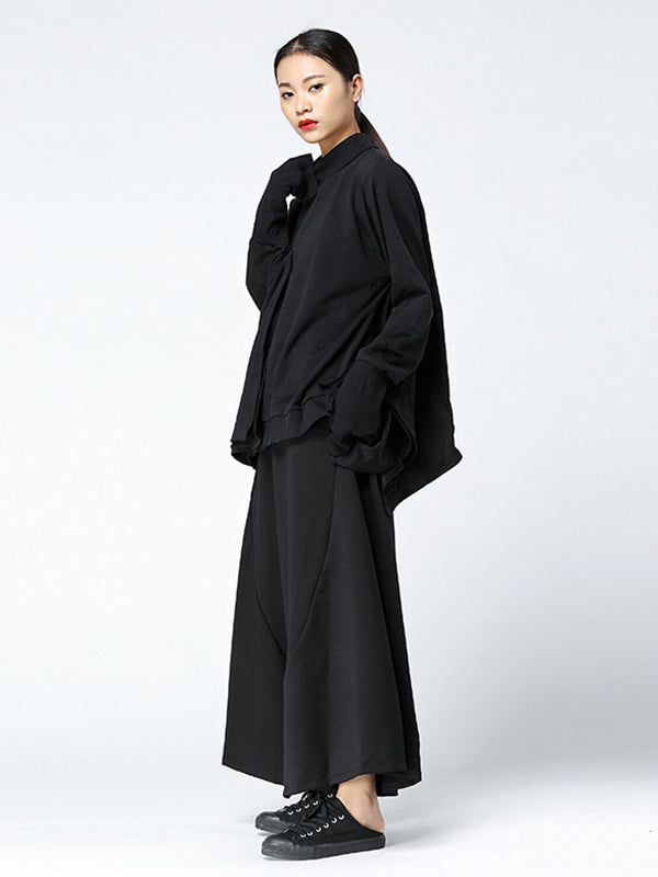 Leisure High Waisted Loose Solid Color Pants