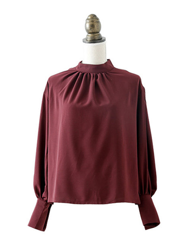 Urban Solid Color Light Maturity Puff Sleeve Shirt