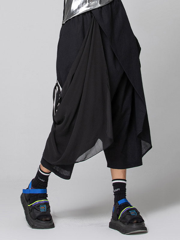 Pleated Solid Color Harem Pants Loose Ninth Pants