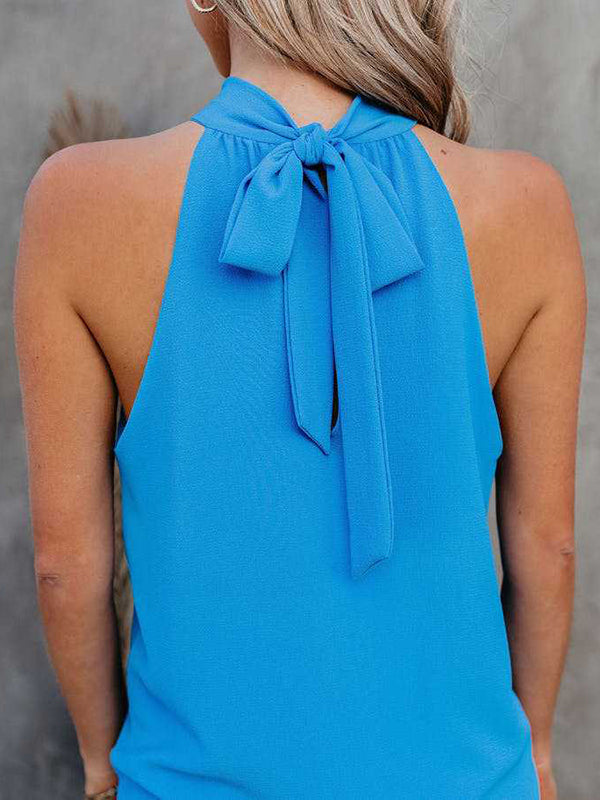 Stylish Selection Loose Solid Color Halter-Neck Vest Top