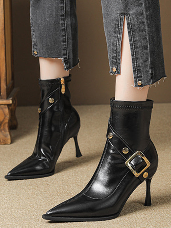Pointed-Toe Split-Joint Pumps Boots