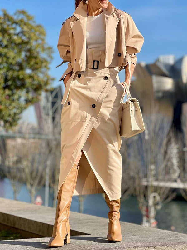 Split-Joint Long Sleeves Loose Lapel Jackets
