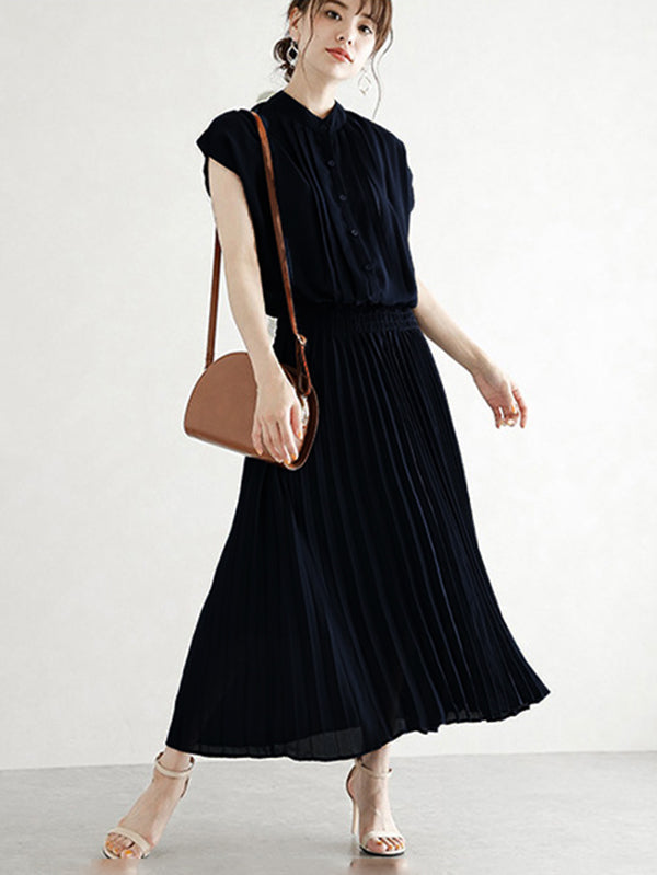 Chiffon 5 Colors Loose Pleated Split-Joint Dress