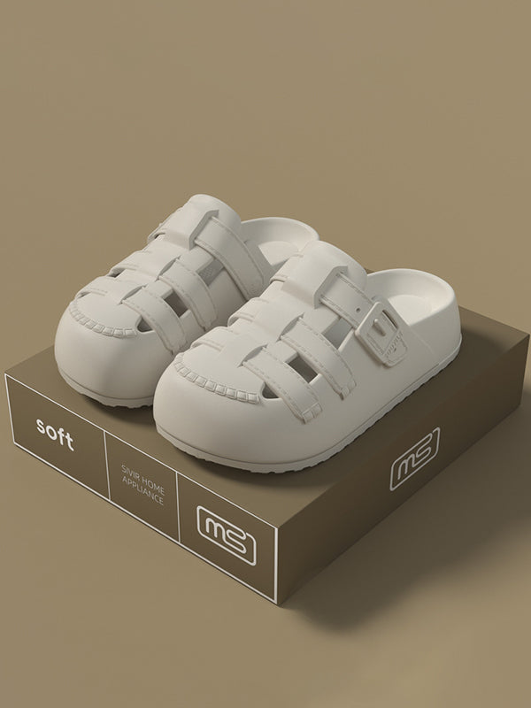 Hollow Round-Toe Split-Joint Sandals Platform Shoes