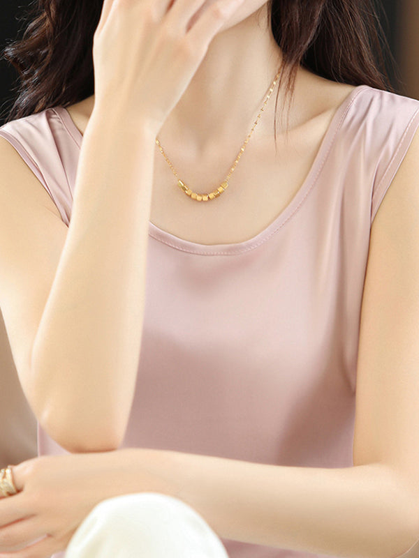 Solid Color Loose Sleeveless Round-Neck Vest Top