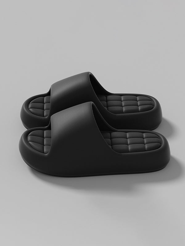 Open Toe Solid Color Slippers Platform Shoes