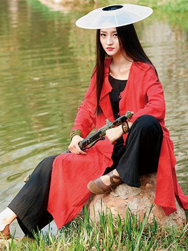 Blue&Red Frog Ramie Cotton Linen Outwear Cardigan