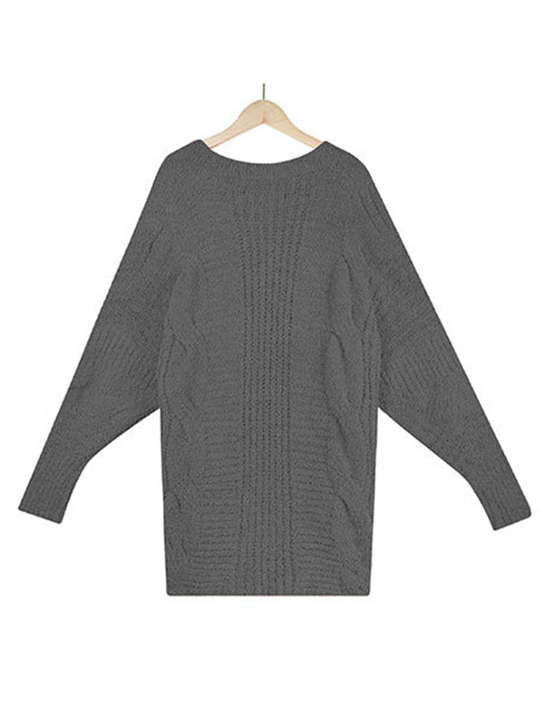 Casual Batwing Sleeves Loose Solid Color Cardigan Tops