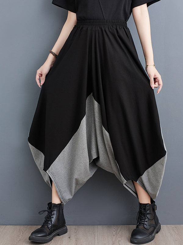 Split-Joint Harem Pants Irregular Clipping Casual Pants Bottoms