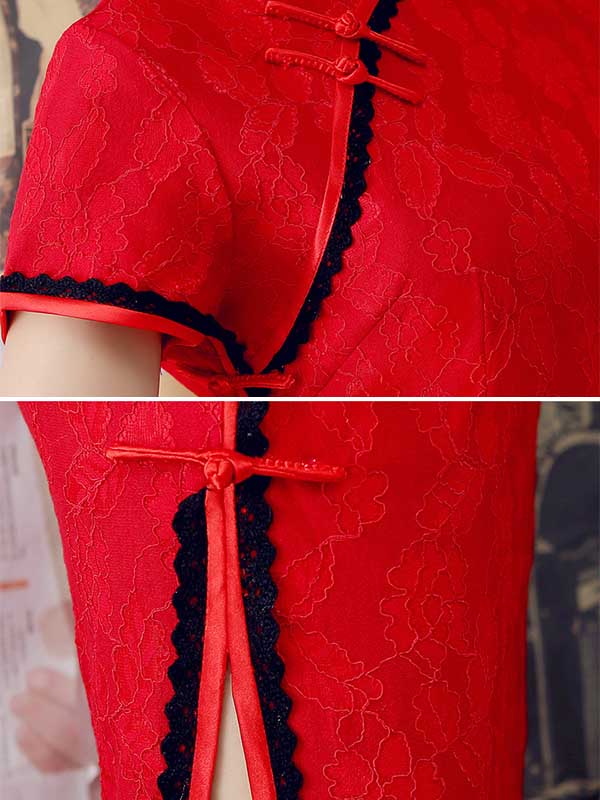 Graceful Slim Lacy Short Cheongsam