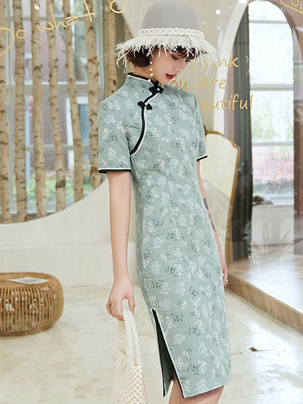 Original Applique Buttoned Stand Collar  Cheongsams