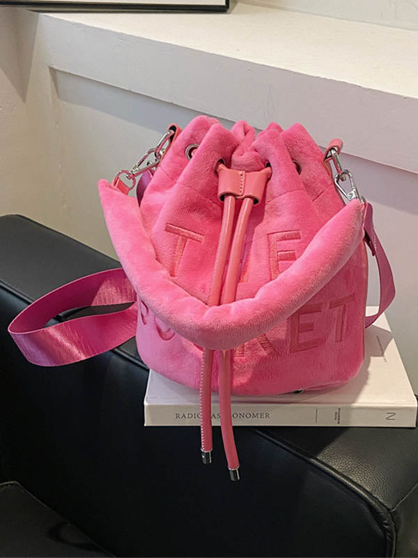Drawstring Letter Print Handbags Crossbody Bags