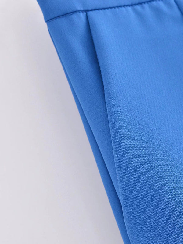 Pleated Split-Joint Loose Straight Leg Trousers Pants