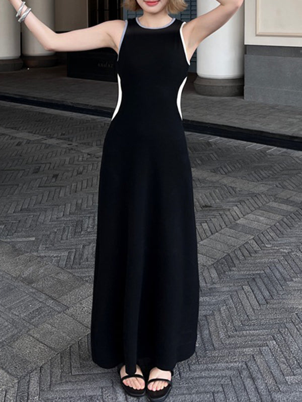 Split-Joint Bodycon Sleeveless Round-Neck Maxi Dresses
