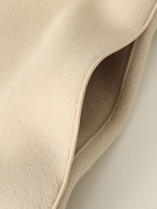 Original Stylish Loose Long Sleeves Solid Color Woolen Coats