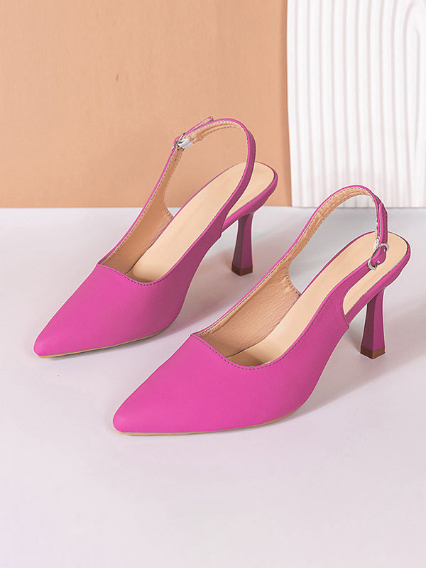 Belt Buckle Pointed-Toe Sling Shoes Slider Sandals Pumps Sandals