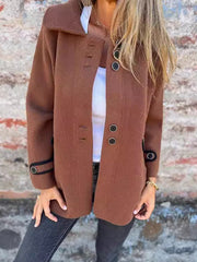 Buttoned Split-Joint Long Sleeves Loose Lapel Outerwear