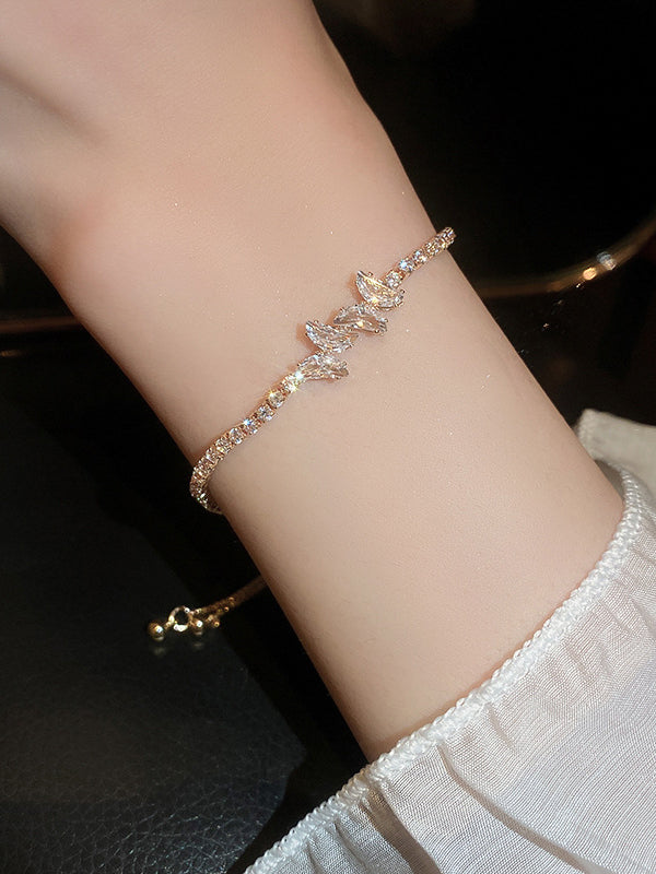 Adjustable Geometric Rhine Stones Shiny Bracelet Accessories