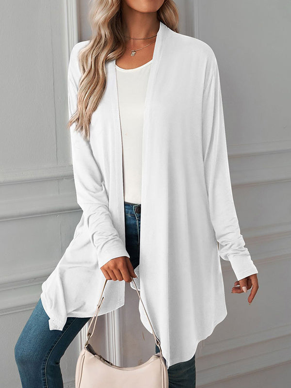 Solid Color Long Sleeves Loose Statement Collar Outerwear