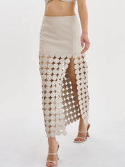 Polka-Dot Solid Color Split-Joint Split-Side Zipper A-Line Loose Skirts Bottoms