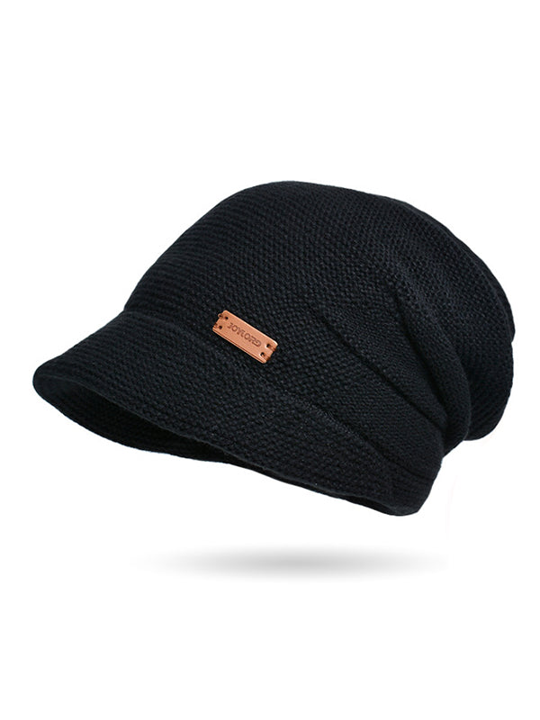 Flat Brim Solid Color Split-Joint Knitted Hats Hats