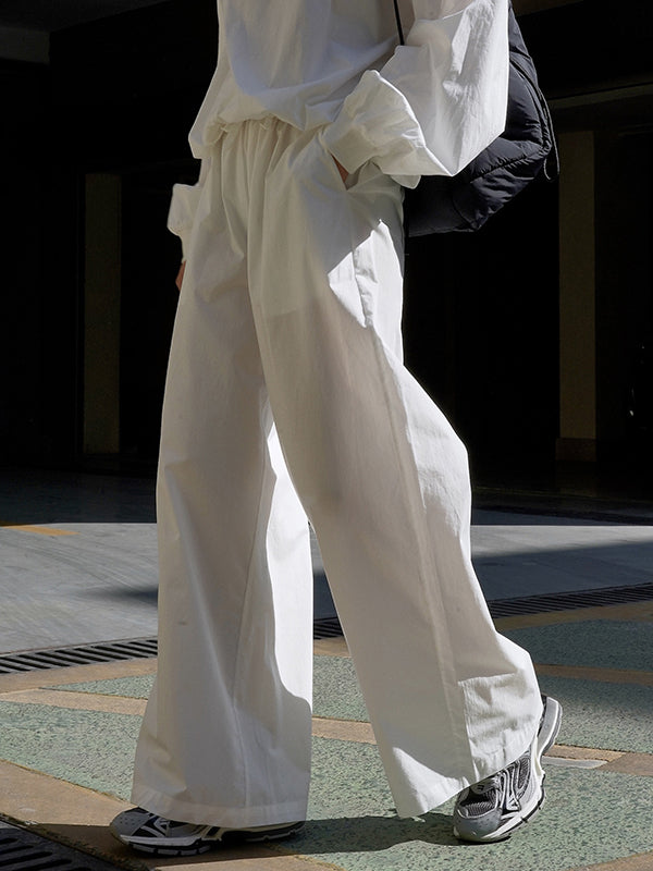 Solid Color High Waisted Wide Leg Trousers Casual Pants Bottoms