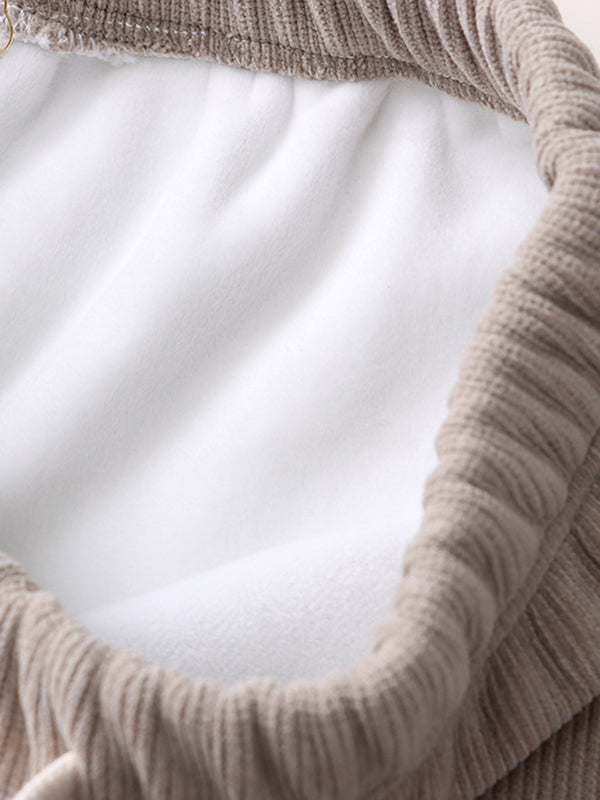 Urban Wide Leg Loose Fleece Keep Warm Solid Color Pants