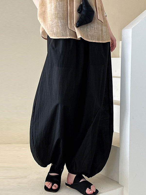 Elasticity Solid Color Split-Joint Harem Pants High Waisted Trousers Pants