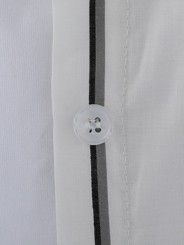 Striped Irregular clipping Long Sleeves Lapel Shirts Tops
