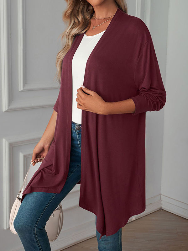 Solid Color Long Sleeves Loose Statement Collar Outerwear