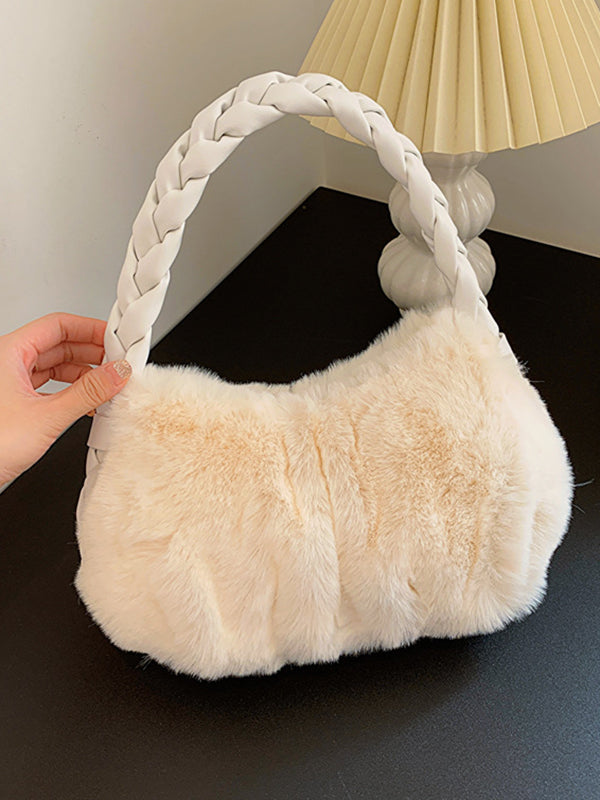 Pleated Split-Joint Woven Straps Handbags Bags