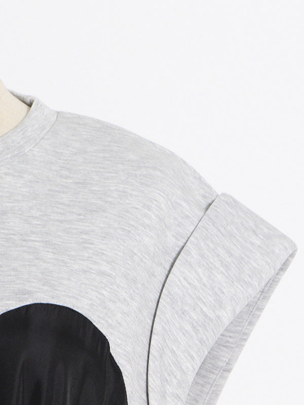 Stylish Selection Short Sleeves Loose Drawstring Split-Joint Round-Neck Mini Dresses