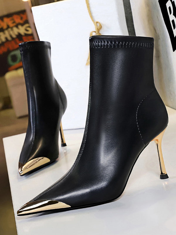Pointed-Toe Split-Joint Pumps Boots