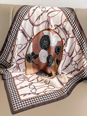 Floral Printed Houndstooth Square Scarfs&Hats