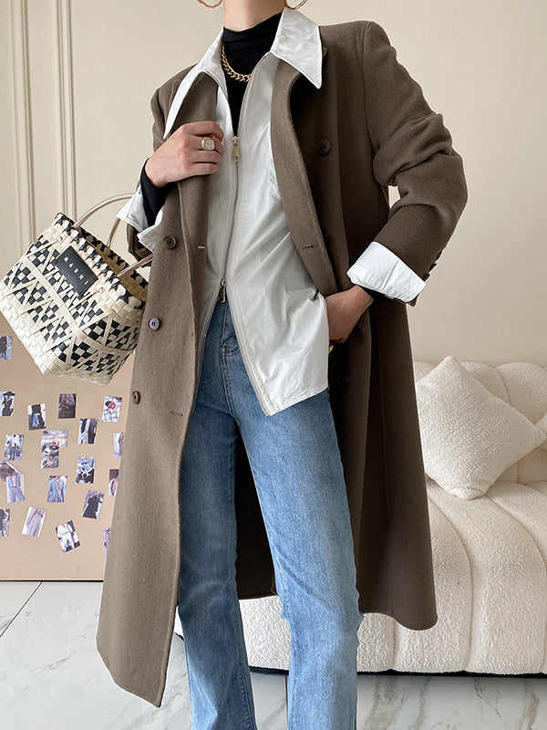 Long Sleeves Solid Color Zipper Lapel Collar Blouses