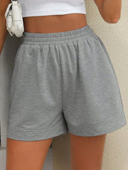 Elasticity Solid Color Split-Joint High Waisted Loose Shorts
