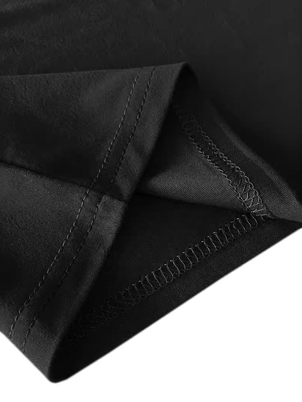 Pleated Solid Color Split-Joint A-Line Long Sleeves Deep V-Neck Mini Dresses