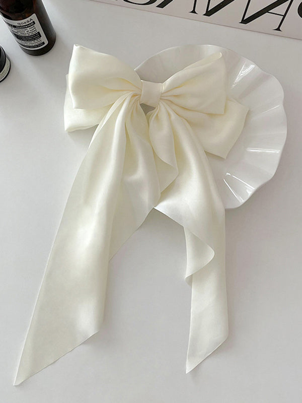 Bowknot Pleated Solid Color Hair Accessories French Barrette
