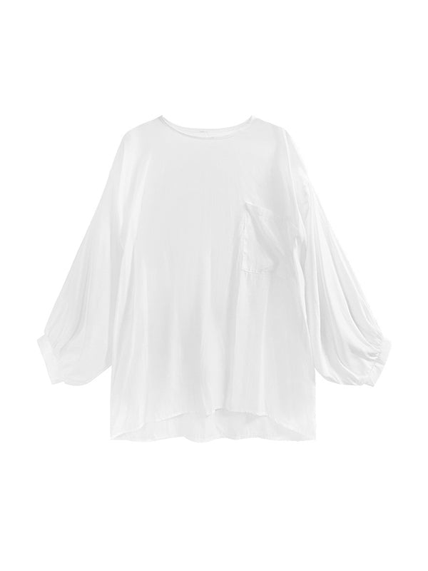 Pockets Solid Color Irregularity Loose Heaps Collar Vest Top T-Shirts