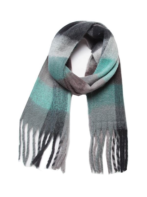Keep Warm Multi-Colored Plaid Tasseled Thick Shawl&Scarf