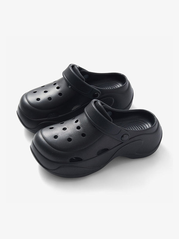 Hollow Round-Toe Solid Color Slippers Sandals Crocs