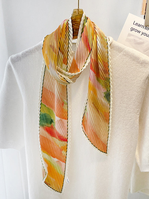 Vintage Tie-Dyed Silk Imitation Pleated Scarf