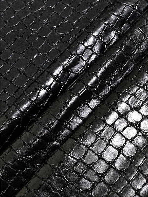 Loose Wide Leg Crocodile Texture Leather Loop Pants